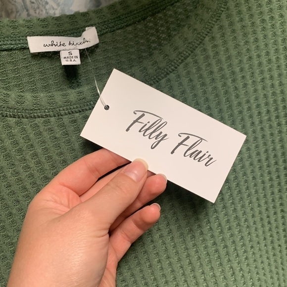 White Birch Waffle Knit Top Peasant Balloon Sleeves Size Small NWT Boho Indie - Picture 8 of 9